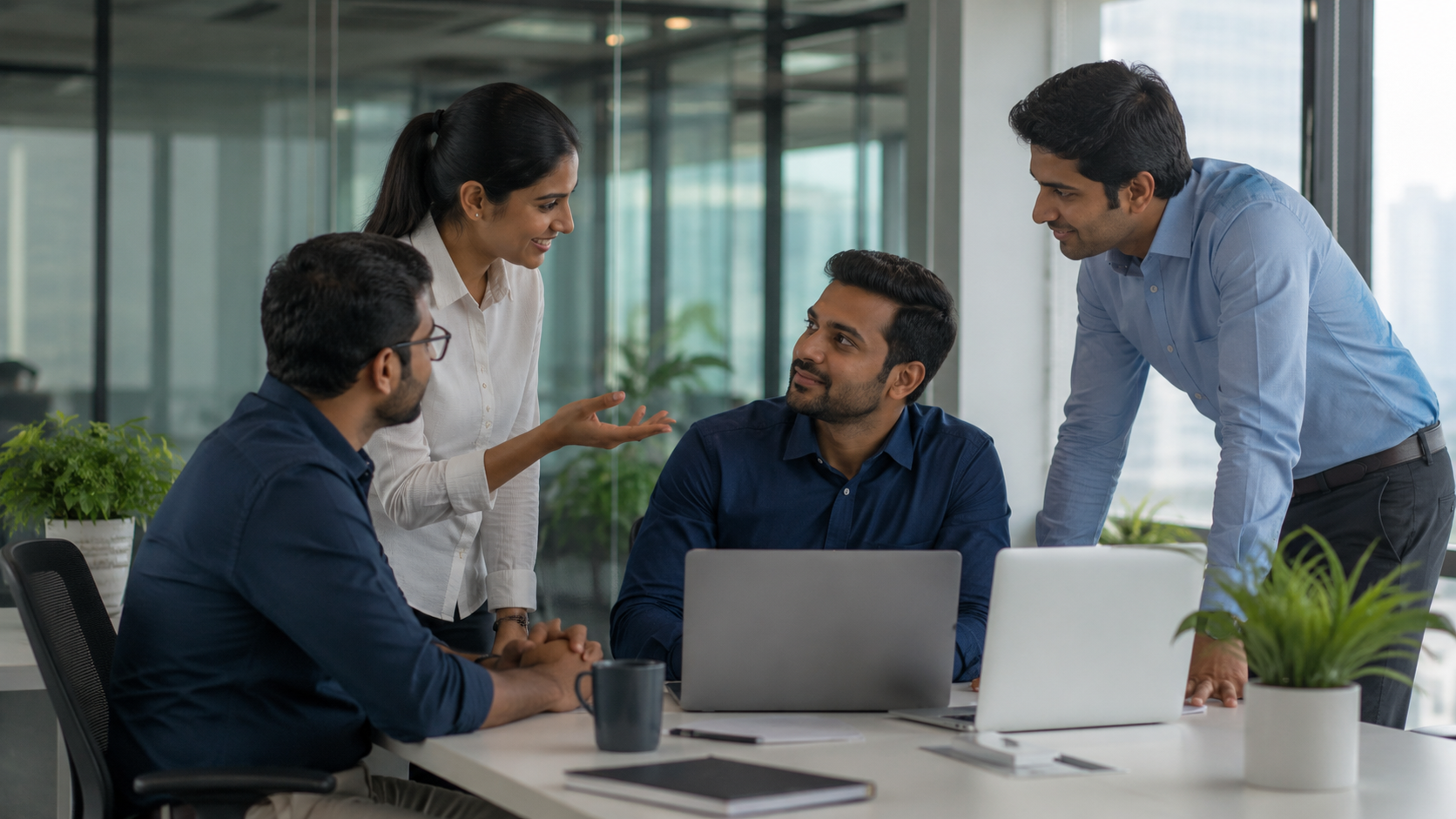 IT services and outsourcing team in office