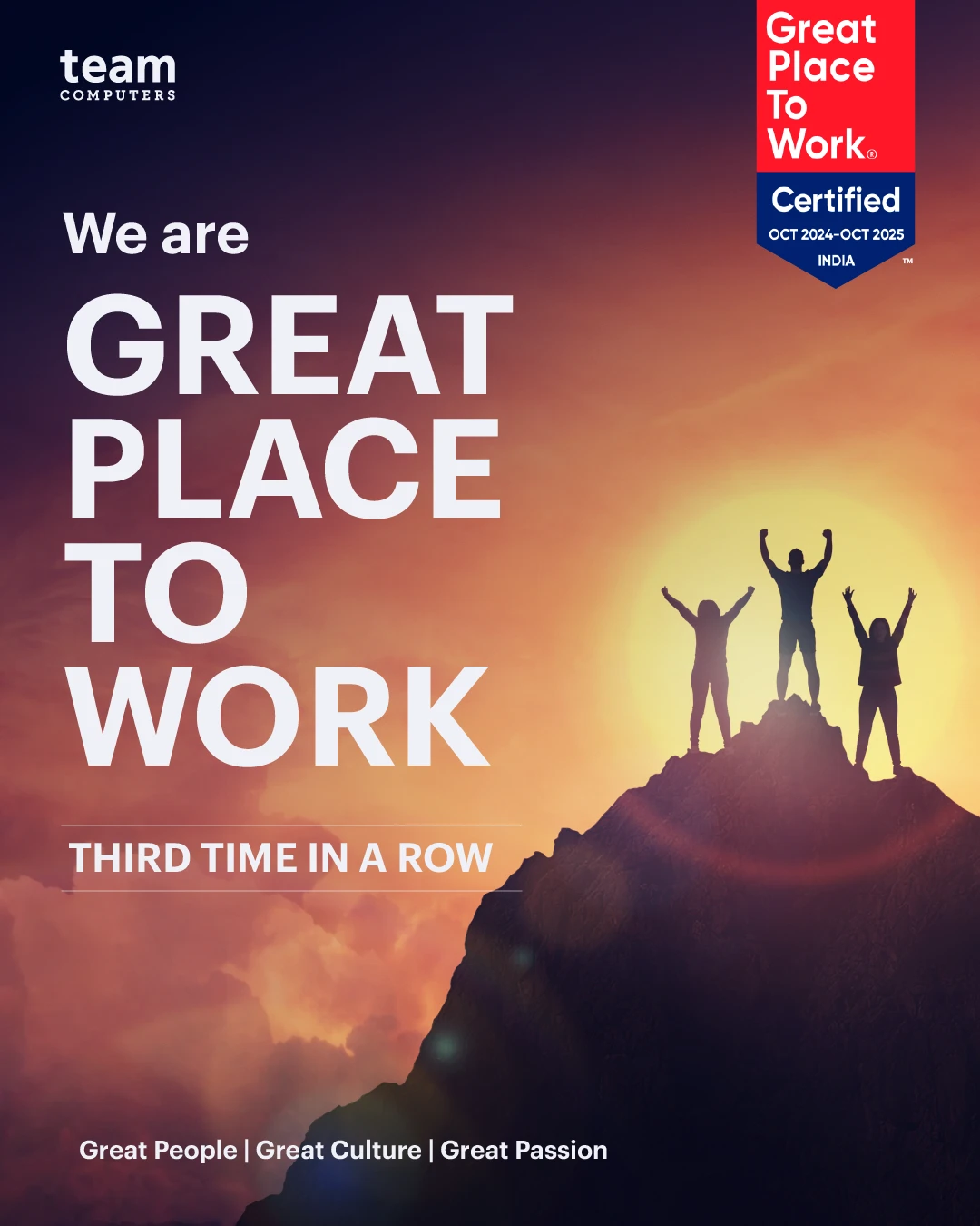 Team Computers: Great Place to Work Certified – Third Time in a Row!